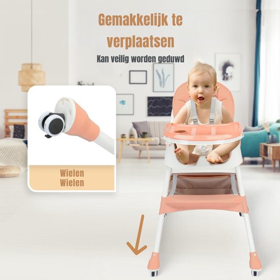 Zylo® Kinder Eetstoel - Baby Eetstoel - Kinderstoel Baby - 25x44x92 - Roze van Zylo — afbeelding 4