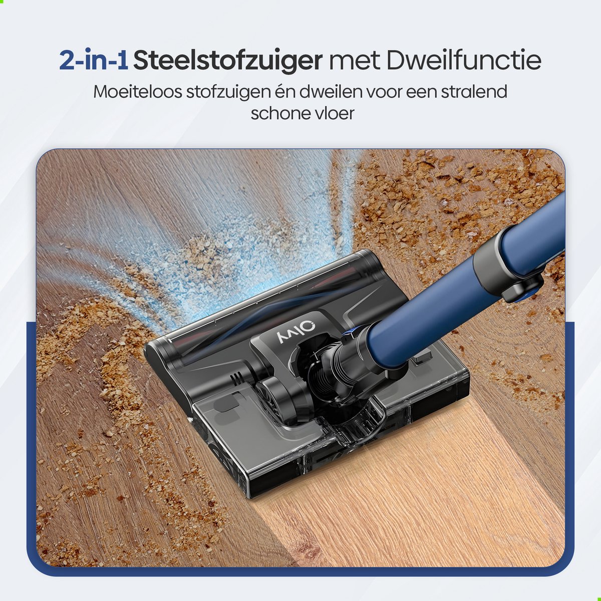 Olvy Steelstofzuiger Draadloos - Met Dweilfunctie - 5 Zuigniveaus - 350W - Vacuum Cleaner - Draadloze Snoerloze Stofzuiger - Zonder Zak - Op Accu - 35Kpa - Kruimeldief — afbeelding 5