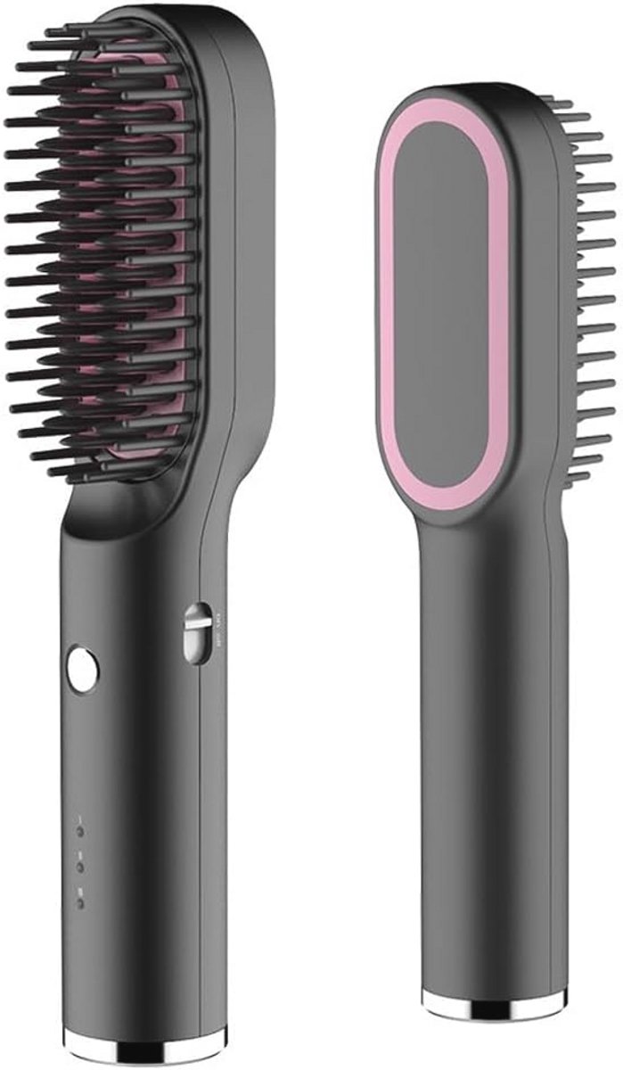 Draadloze Elektrische Haarstyler - Warmteborstel met 3 Temperatuurinstellingen en USB Opladen - Roze Goud