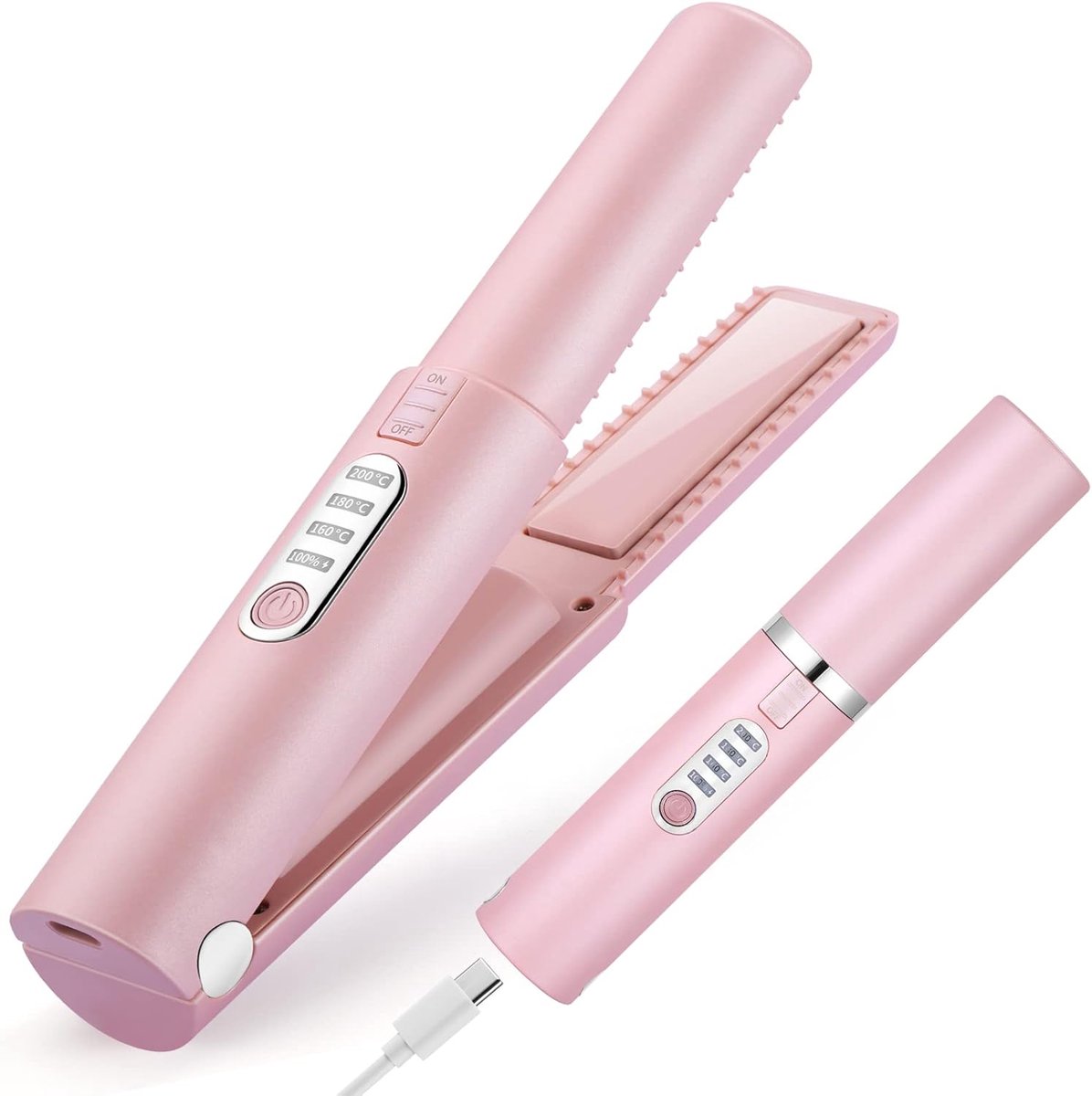 Draadloze Mini Stijltang 2-in-1 met USB-C en Instelbare Temperatuur - Perfect voor Reizen