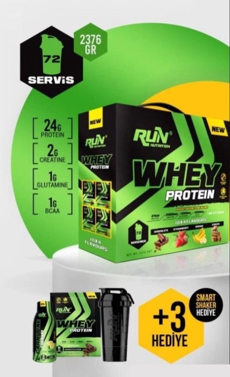 Goedkoopste Run Nutrition - 72 Sachets of Whey Protein - 4 Flavors | HALAL | 72 Zakjes x 33GR | Perfect voor in uw gym-tas! Hogere Kwaliteit Sportvoeding | Extra Digestive Enzyme added Quinoa