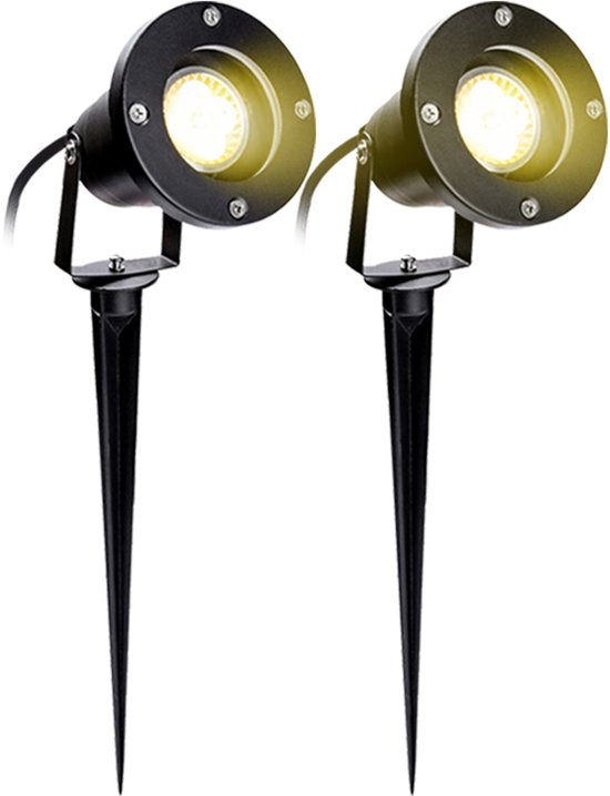 SanGlory Set Van 3 LED Tuinspots 3W - 12V Warm Wit Met Grondpen En Stekker