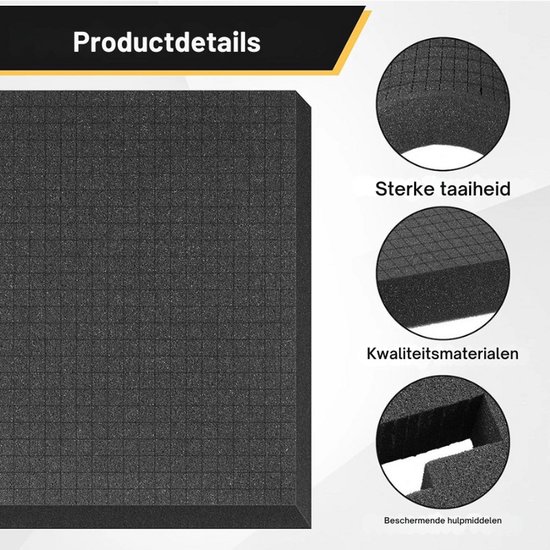 CAAGGMM rasterschuim, 2 stuks 400 x 300 x 50 mm schuimstofplaat, schuim, schuimvulling voor gereedschap, verstelbare gereedschapvulling, voor DIY- verpakkingen, zwart