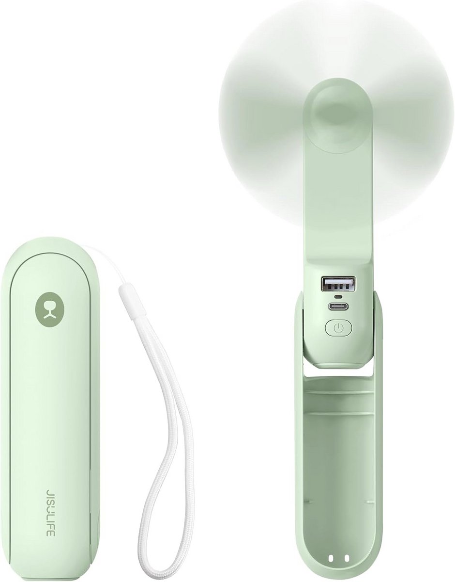 Draagbare Handventilator met Powerbankfunctie en Zaklamp - USB Oplaadbare en Opvouwbare Ventilator voor Binnen en Buiten