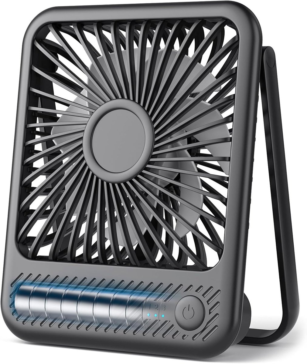 Oplaadbare USB Bureauventilator met Sterke Luchtstroom - Draagbare en Stille 3 Snelheden Ventilator