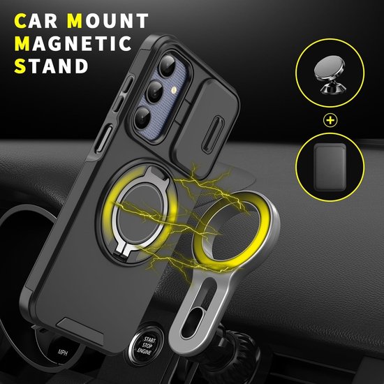 Coque compatible avec Samsung Galaxy A16, coque arrière en or rose avec support à Ring rotatif et protection de l'appareil photo
