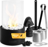 Saroda Tafelhaard - Zwart met Accessoires - Sfeerhaard - Binnen & Buiten - Bio-Ethanol - Bijverwarming