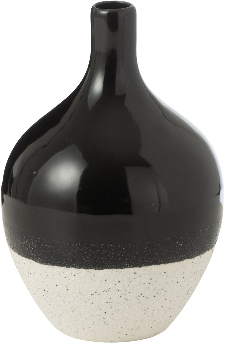 J-Line vaas Iva - porselein - zwart/wit - small - Ø 11.5 cm Multi
