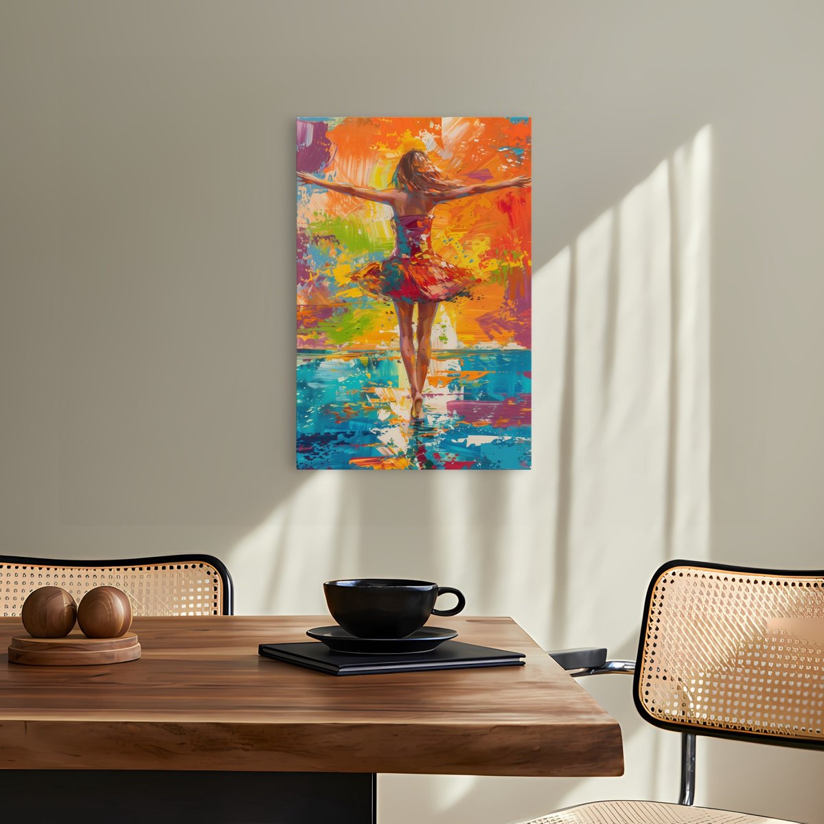 Saammp Canvas Schilderij - Abstract - Danseres - 80x120 - Foto op canvas - Wanddecoratie - Muurdecoratie Woonkamer - Slaapkamer decoratie - Canvas Print Multicolor