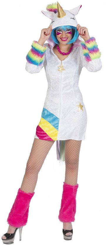 Verkleedpak Eenhoorn jurk vrouw Unicorn Rainbow 40-42