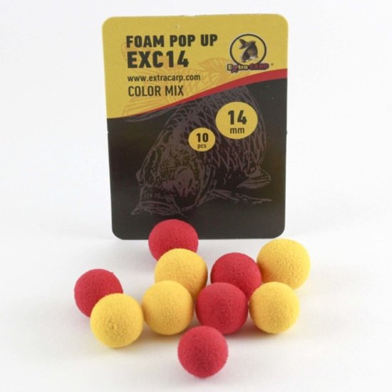 Foto: Exc foam pop up 14mm 10 stuks color mix kunstaas pop ups nep boilies karper vissen