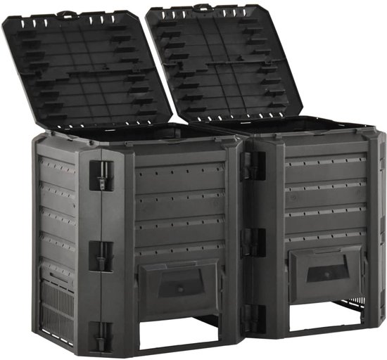 vidaXL Compostbak - 800L - Zwart - Weerbestendig Compostbak ...