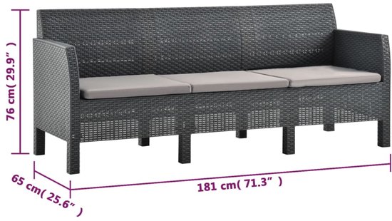 vidaXL Loungeset 2-delig - Antraciet - Rattanlook Tuinstoel - Lounge Set - Buitentijd - Relaxen - Tuinset