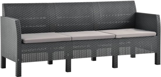 vidaXL Loungeset 2-delig - Antraciet - Rattanlook Tuinstoel - Lounge Set - Buitentijd - Relaxen - Tuinset