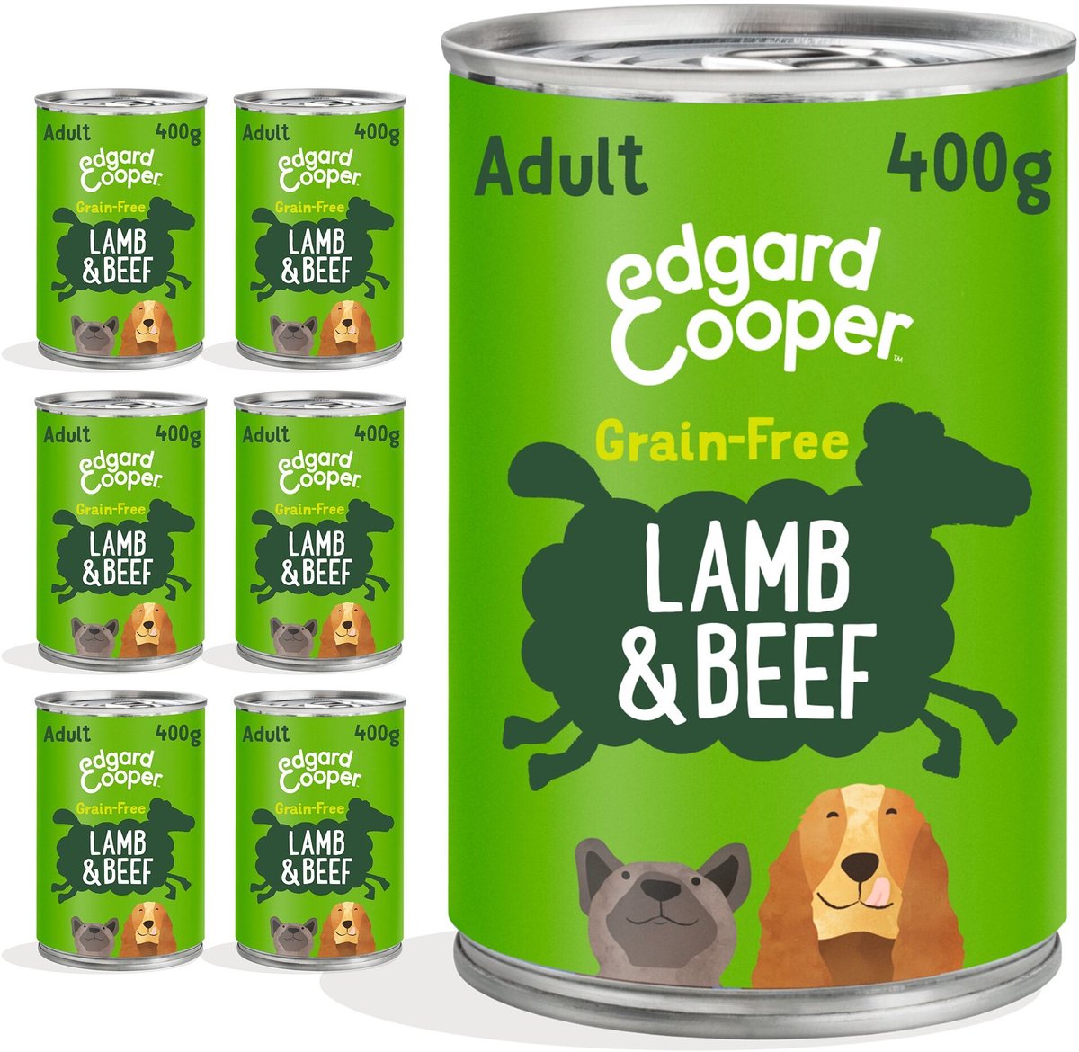 6x Edgard&Cooper Blik Vers Vlees Hondenvoer Lam - Rund 400 gr