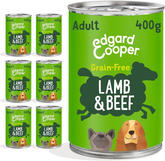6x Edgard & Cooper Blik Honden Natvoer Hondenvoer Lam - Rund 400 gr