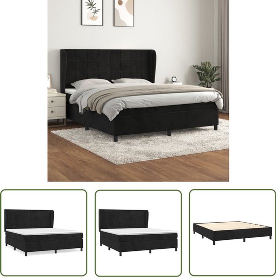 vidaXL-Boxspring-met-matras-fluweel-zwart-160x200-cm