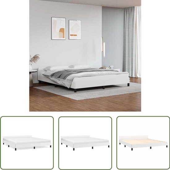 vidaXL Cadre de lit 180x200 cm Wit Cadre de lit en similicuir - Chambres - Cadre de lit en bois - Cadre de lit en similicuir - Lit double