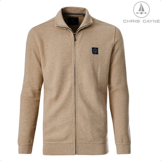 Gilet Chris Cayne - taille M - bleu foncé - structure - gilet avec zip - poches latérales - mode - jacquard - chiné