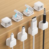 Organiseur de câbles - 8 pièces - Forte adhérence - Support de chargeur filaire pour tables de chevet et appareils de cuisine (blanc)