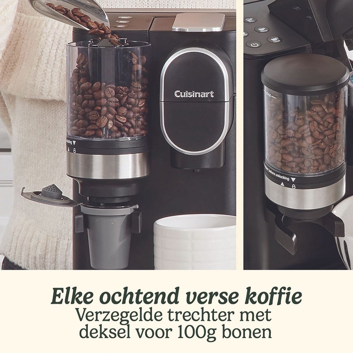 Cuisinart - Single Serve Koffiezetapparaat - Filterkoffie - Ingebouwde RVS koffiemolen - 3 kopgroottes - Herbruikbare filterpod - Zwart — afbeelding 7