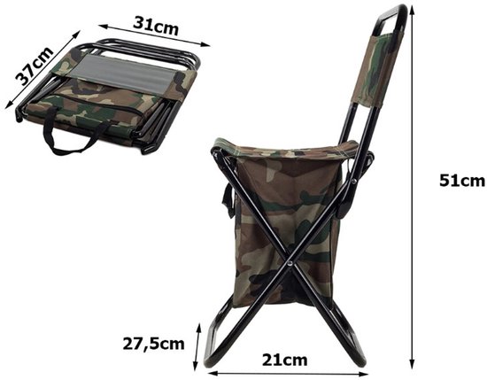Mini opvouwbare stoel - Visstoel - Opbergvak - Camouflage - Handvatten van MINI — afbeelding 3