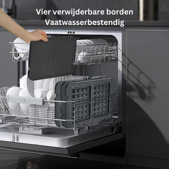 Multifunctioneel Wafelijzer - Met Verwisselbare Platen - Contact Grill - Tosti Apparaat - 4 in 1 Design - Tosti Ijzer - 2000W - Zilver van Thuys — afbeelding 4