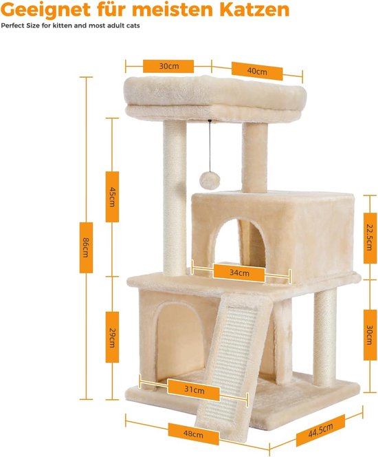 VEVOR Kattenboom voor binnenkatten, 79,8 cm kattenboomtoren