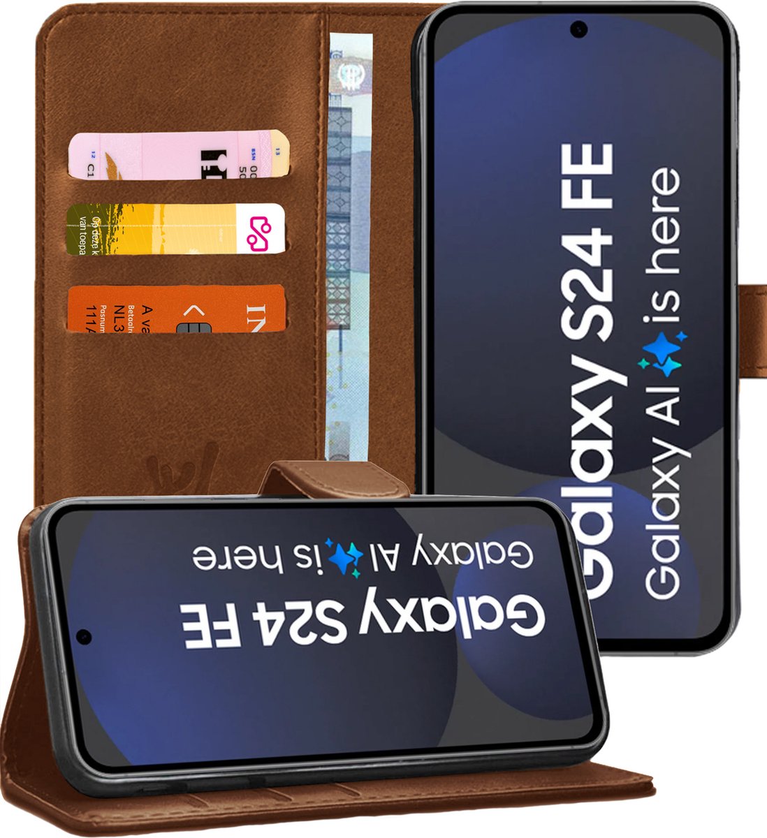Hoesje geschikt voor Samsung Galaxy S24 FE - Portemonnee Book Case Bruin