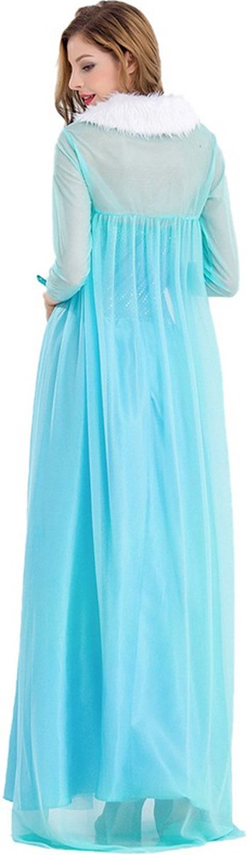 Joya Party® Ijsprinses Verkleed Jurk Volwassenen | Blauwe Glamour Jurk | Carnaval Verkleedjurk Dames | Prinsessenjurk Vrouwen | ijsprinces | Carnavalskleding | Maat M — afbeelding 4