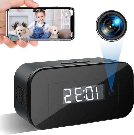 Spy Camera - Bewakingscamera wifi 4K/1080p klok verborgen camera groothoek 120 graden draadloos met nachtzicht bewegingsdetectie-alarm app op afstand voor iOS en Android - verborgen spycam aan de muur
