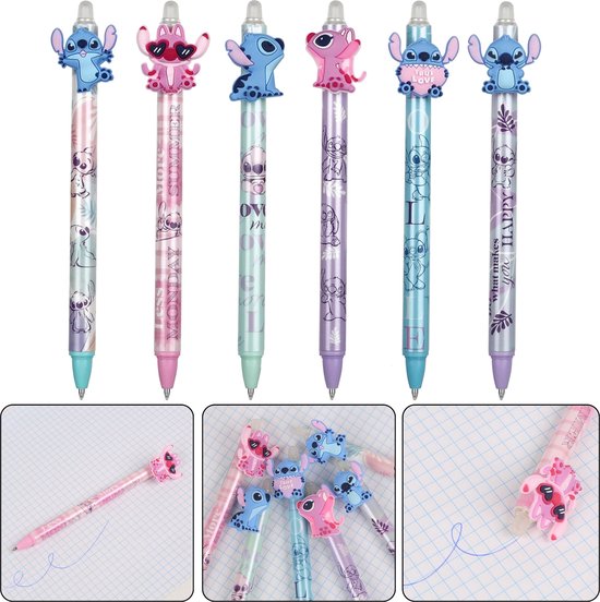 Stylo gel DISNEY Stitch and Angel Random, écriture bleue, effaçable, stylo automatique 0