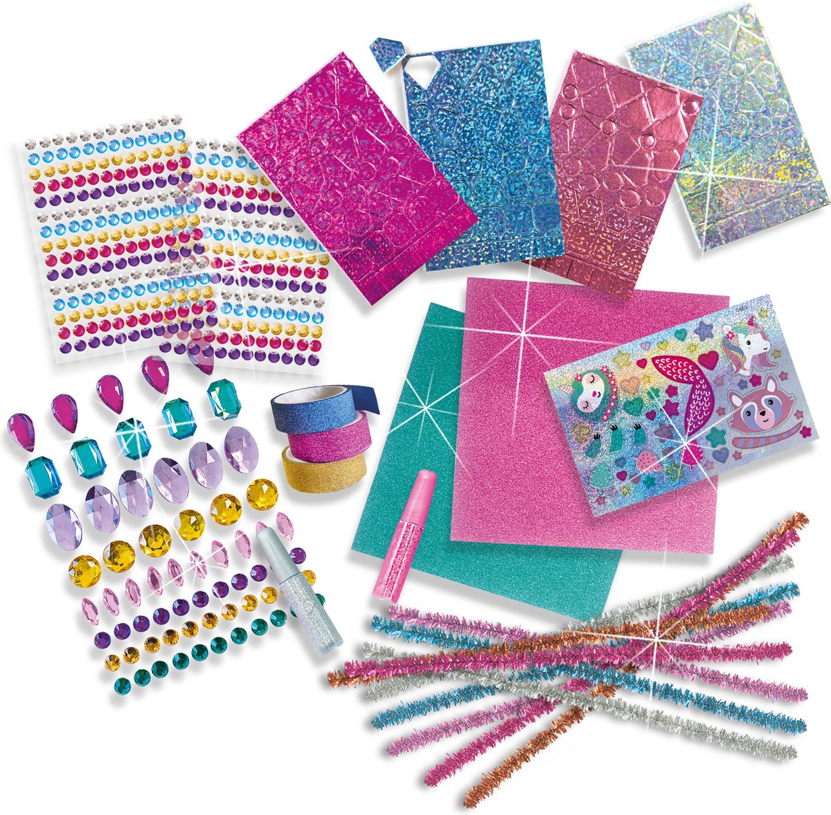 SES Creative - Hobby Pink - Glitter Mega Knutseldoos - Knutselen Meisjes - Incl. Glitterlijm en Diamant Stickers - Vanaf 5 jaar — afbeelding 3