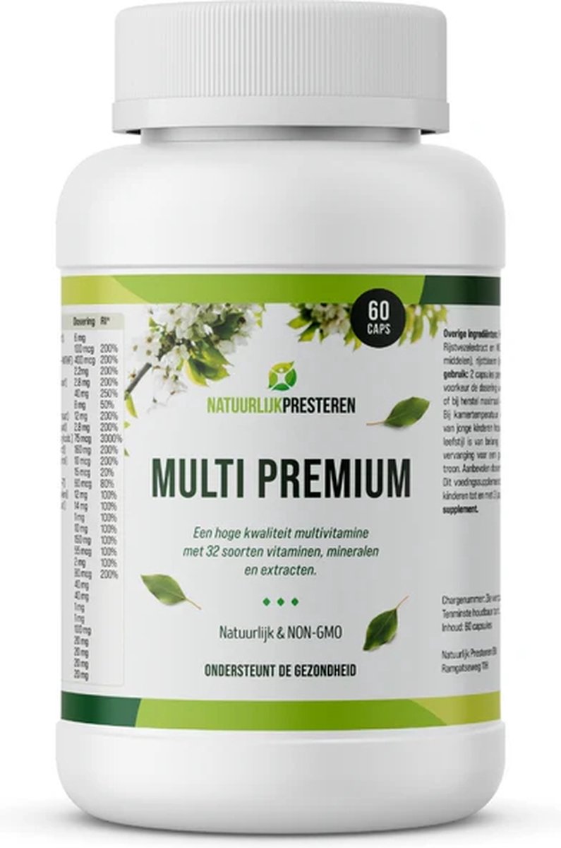 Goedkoopste Multi Premium - Actieve Multivitamine - Luteïne & Zeaxanthine - B-Complex - Organische Mineralen - 60 caps