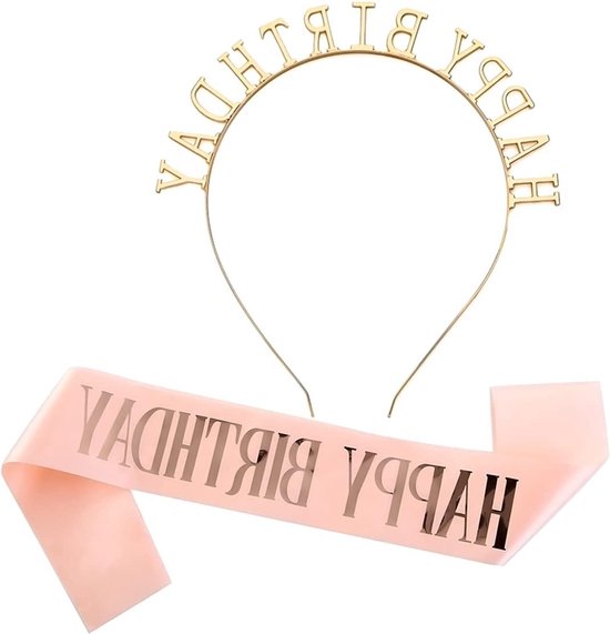 CAVETEE Zilveren verjaardag koningin kroon en sjerp - strass verjaardag tiara en sjerp voor vrouwen verjaardagsfeestje gunsten glitter verjaardagsdecoraties (Multi Color Letter