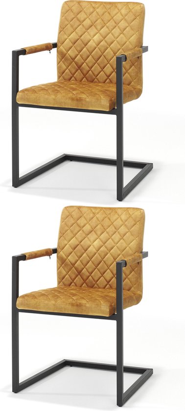 Chaise de salle à manger - lot de 2 - Luca Velvet Gold