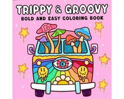 foto van Coco Wyo Trippy & Groovy Kleurboek - Schattige en Psychedelische Kleurplaten voor Volwassenen en Kinderen - Creatief en Ontspannend