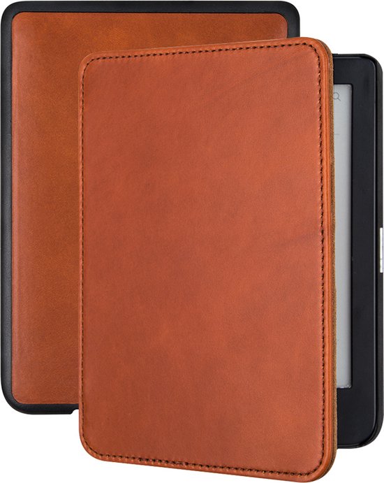 Lunso Geschikt voor Kobo Clara HD hoes (6 inch) - Leren sleepcover - Cognac van Lunso — afbeelding 4