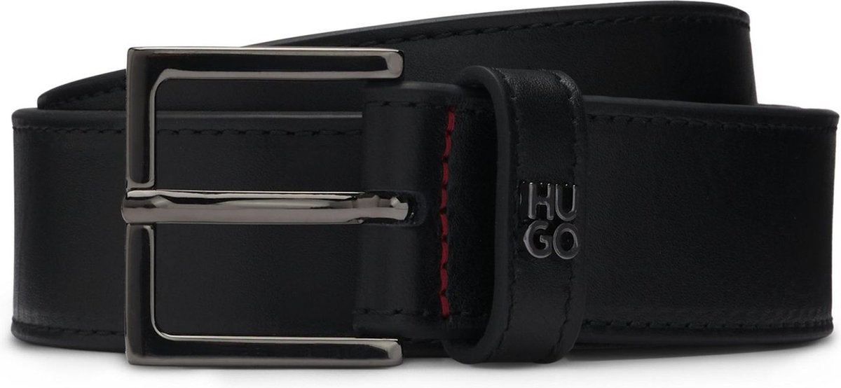 HUGO Leren Riem Giove-HU-GO-StG Sz35 Leather Belt W95 Black Zwart