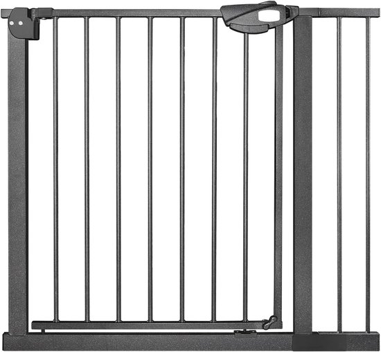 UISEBRT Trapbescherming, deurbeschermrooster zonder boren, traphek met kattendeur, huisdierdeur, voor breedte 105-115 cm, zelfsluitend, metalen rooster met enkele hand, wit