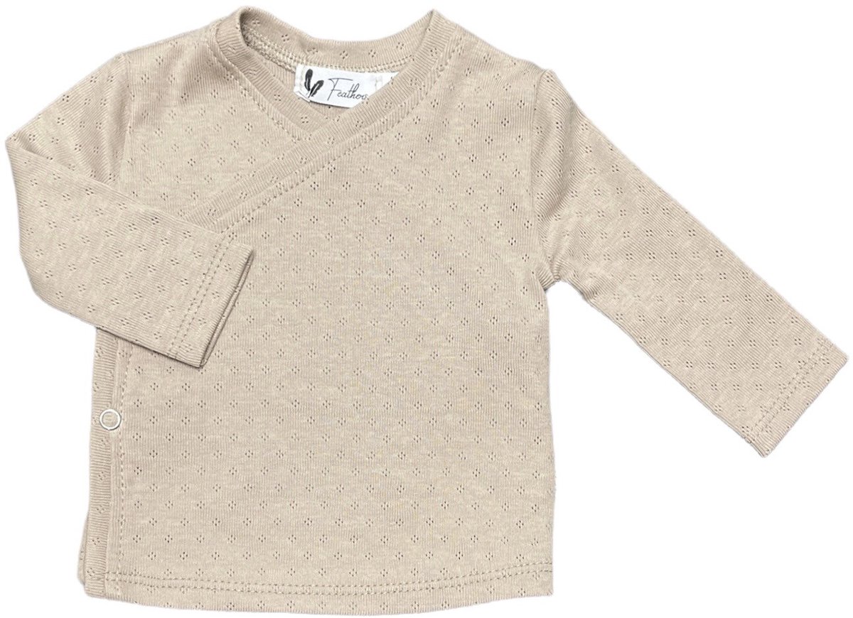 Overslagshirtje - Pointelle - Dark beige - maat 50/56