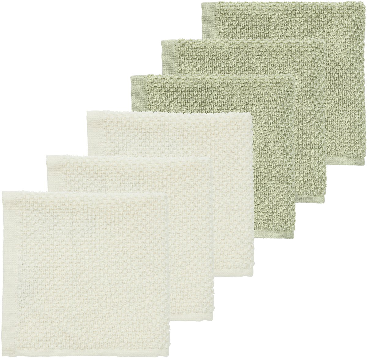 Meyco Baby Popcorn Monddoekjes - 6 Stuks - 30 x 30 cm - Naturel/Soft Olive