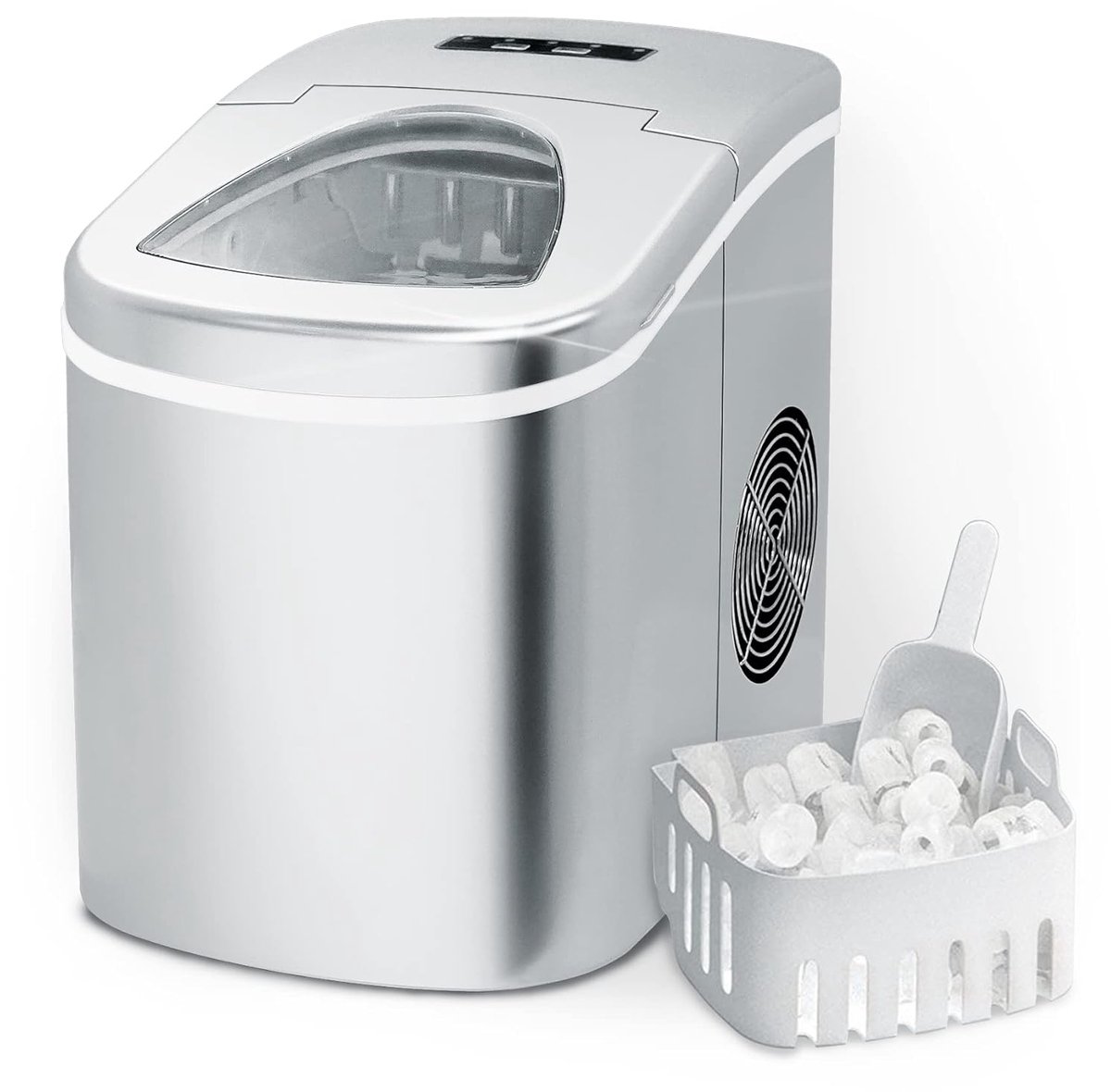 IJsblokjesmachine - 12 kg/24 uur, 6-8 minuten per ijsblokje, 2 maten, 2,2 L waterreservoir, ideaal voor thuis en feesten