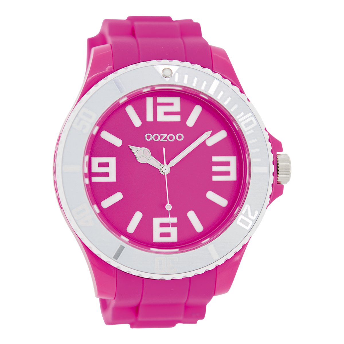 OOZOO Timepieces - Roze horloge met roze rubber band - C5818