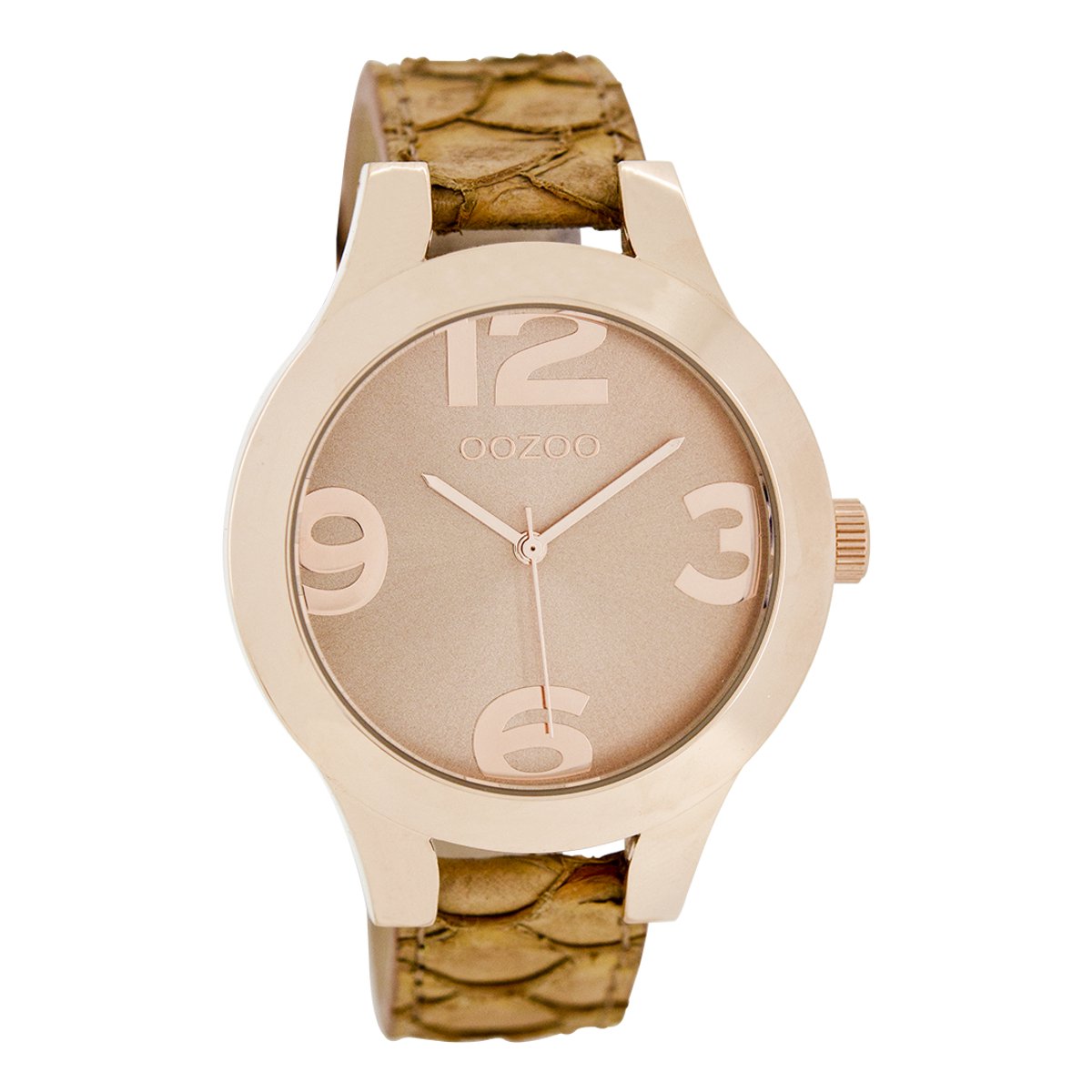 OOZOO Timepieces - Rosé goudkleurige horloge met oud roze leren band - C7597