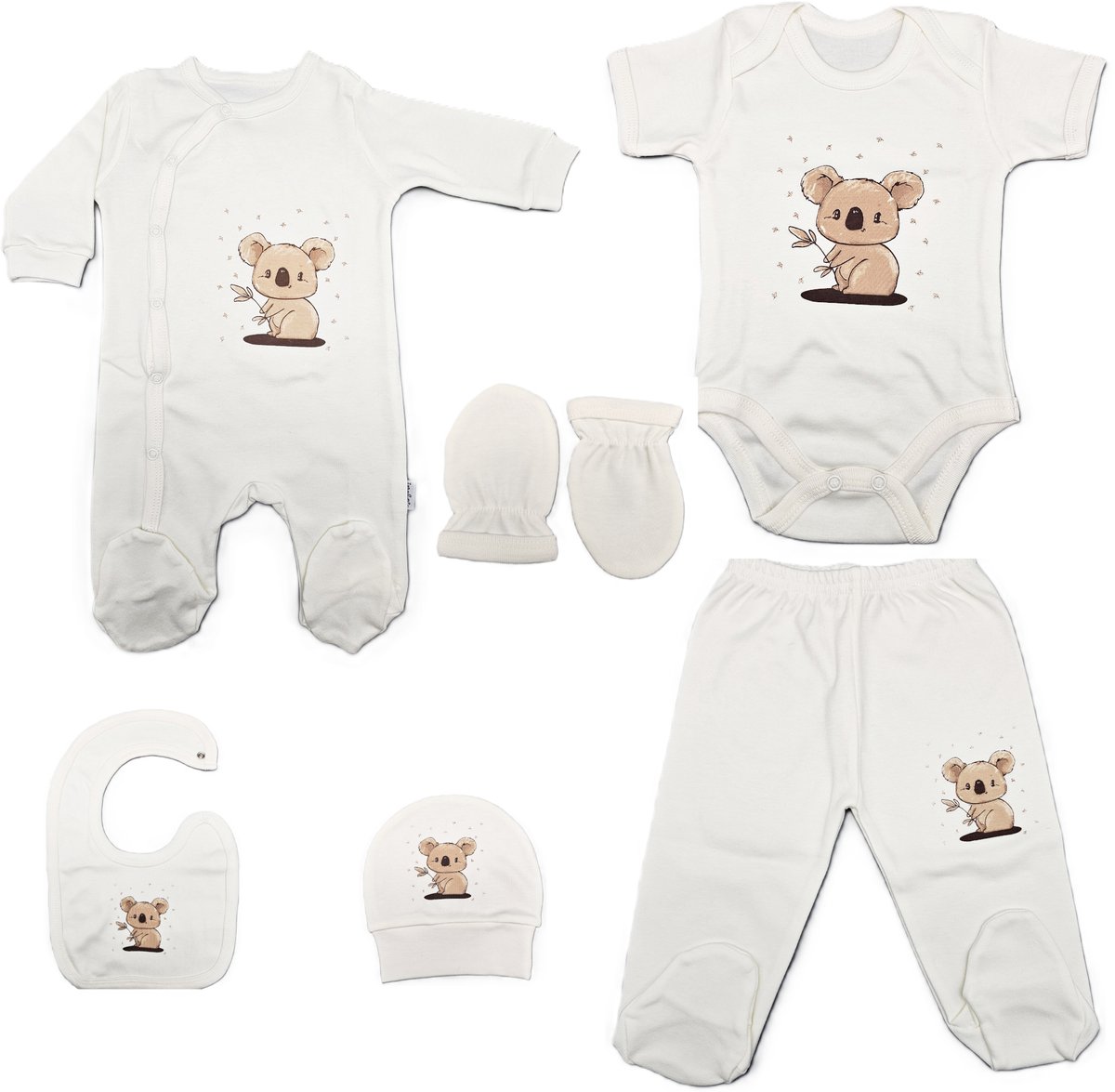 Blue Eyes. Babycadeauset voor pasgeborenen, 100% natuurlijk katoen, eerste uitrusting, uniseks kleding, cadeauset, babyuitrusting voor baby's van 0-4 maanden. 6 delig.