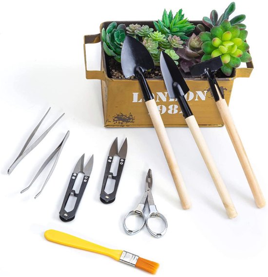Unyqoos ® Complete 12-delige Mini Tuingereedschapsset voor Bonsai en Kamerplanten, Inclusief Snoeigereedschap en Kwasten van Unyqoos — afbeelding 2