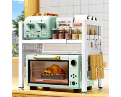 My Ninki ® Verstelbare en Ruimtebesparende Keukenrek voor Magnetron met Uitbreidbaar Ontwerp en Accessoires