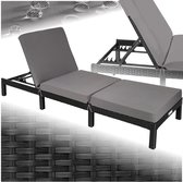 Bol.com tectake®- Ligstoel – Verstelbare Rugleuning in 5 Standen – Stalen Frame en Wicker Ligbed – Inclusief Verwijderbare Polye... aanbieding