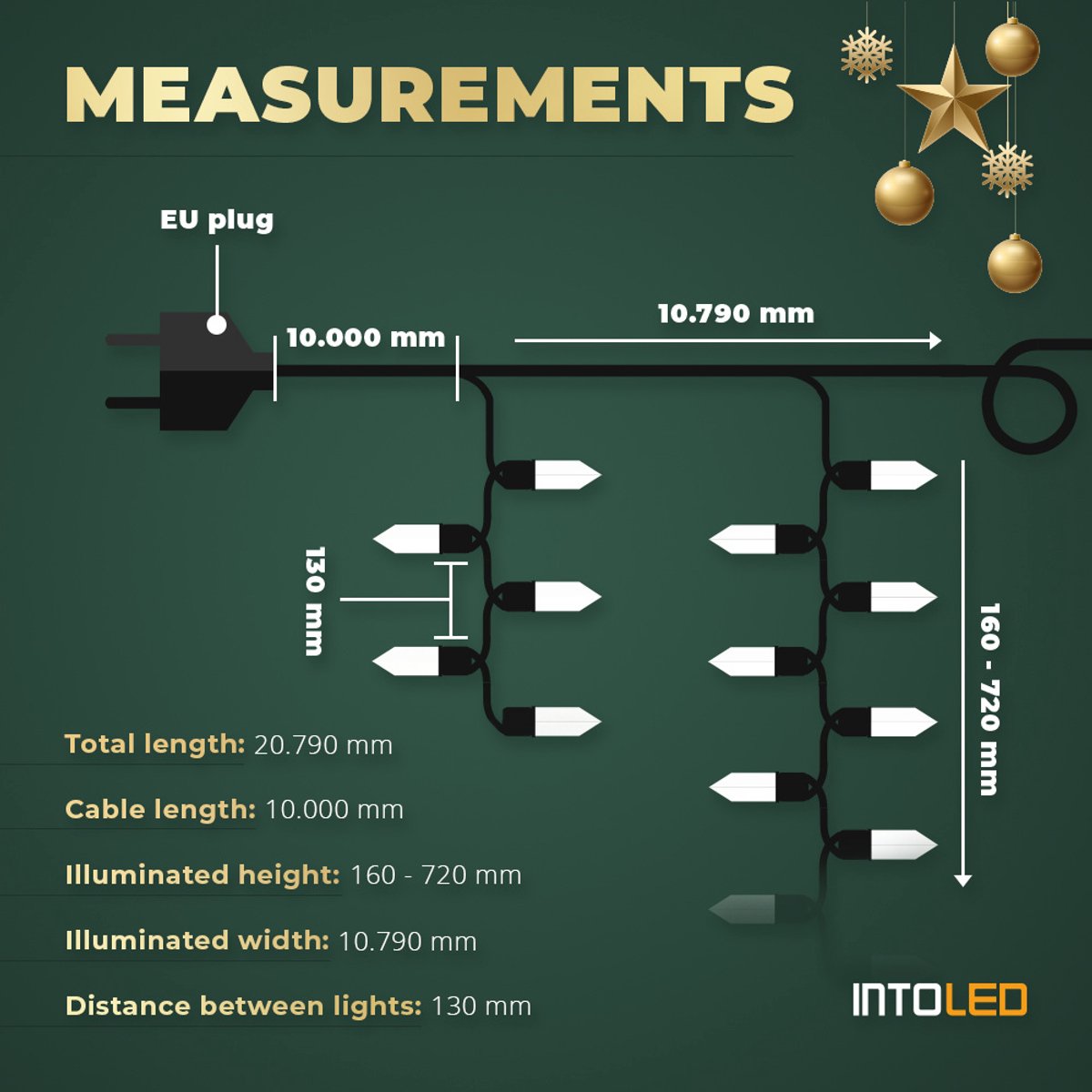 Lichtgordijn voor buiten - 336 LEDs - Extra warm wit - 11 meter - Kerstverlichting – foto 4